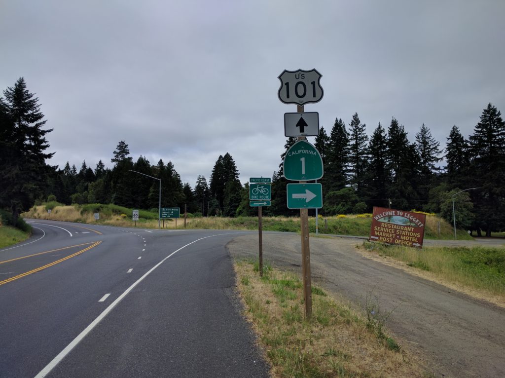 Highway signs in Leggett